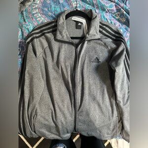 Adidas Womens 3-Stripes Full-Zip Jacket in Grey and Black